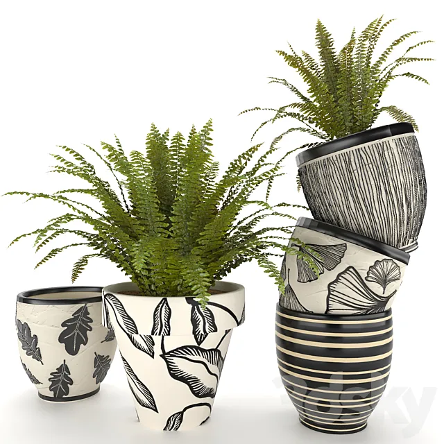 fern in vase 01 – indoor plant 3D Model