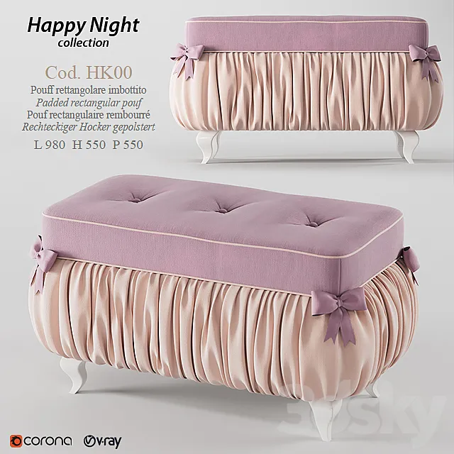 Ferretti e Ferretti Pouff 3D Model Ferretti e Ferretti Pouff 3D Model