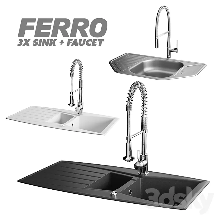Ferro kitchen sinks 3D Model Ferro kitchen sinks 3D Model