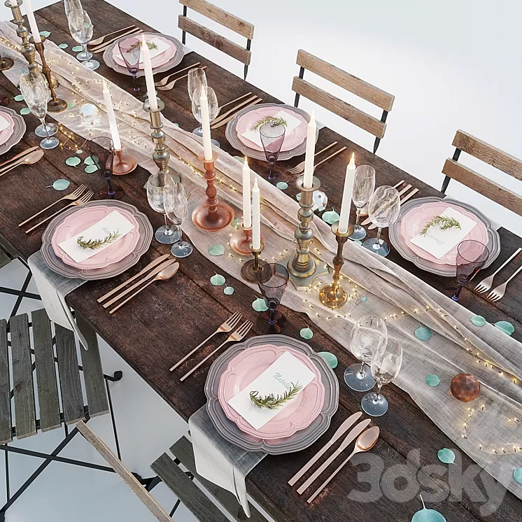 Festive table setting 3D Model