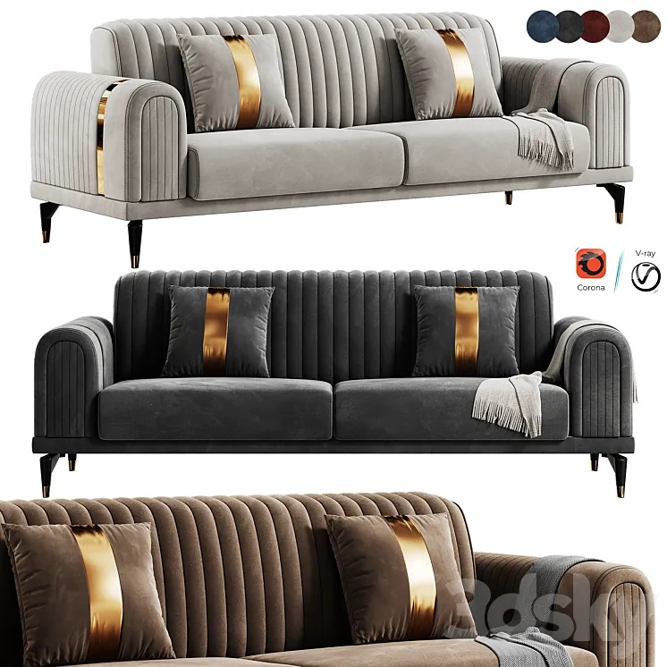 FH 5020 Luxury Italian Sofa 3D Model Free Download