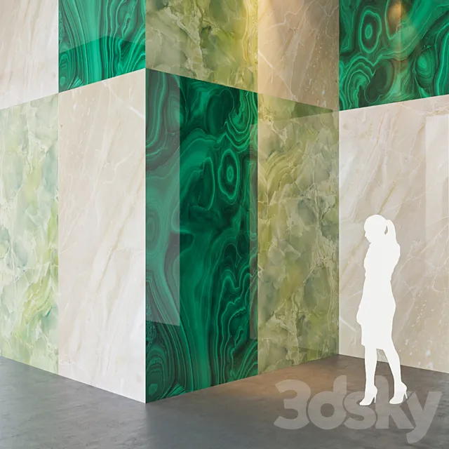 Fiandre Precious Stones GREEN MARBLE _ BRECCHIA _ MALACHITE 300×150 cm Tile Set 3D Model