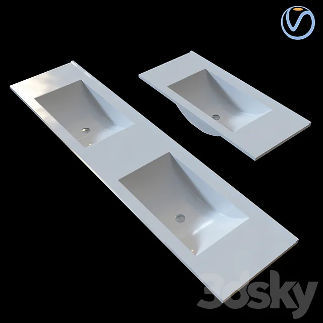 Fienza Vanessa Above Basin Polymarble Single and Double 3D Model