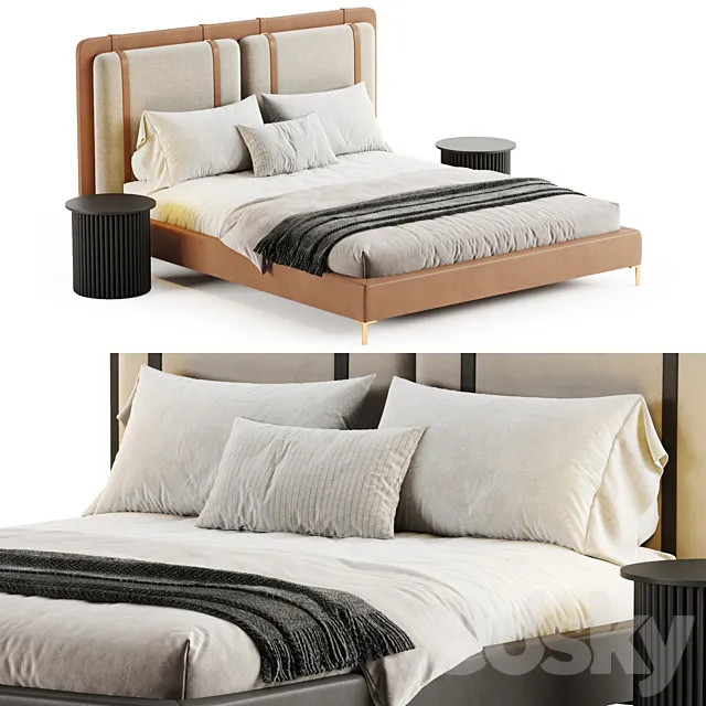 Figaro Headboard bed 3D Model Figaro Headboard bed 3D Model