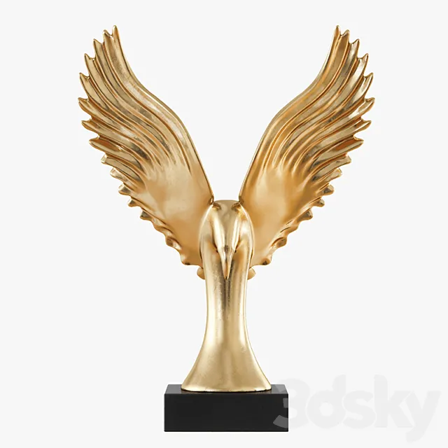 Figurine Gold Eagle Wing 3D Model Figurine Gold Eagle Wing 3D Model