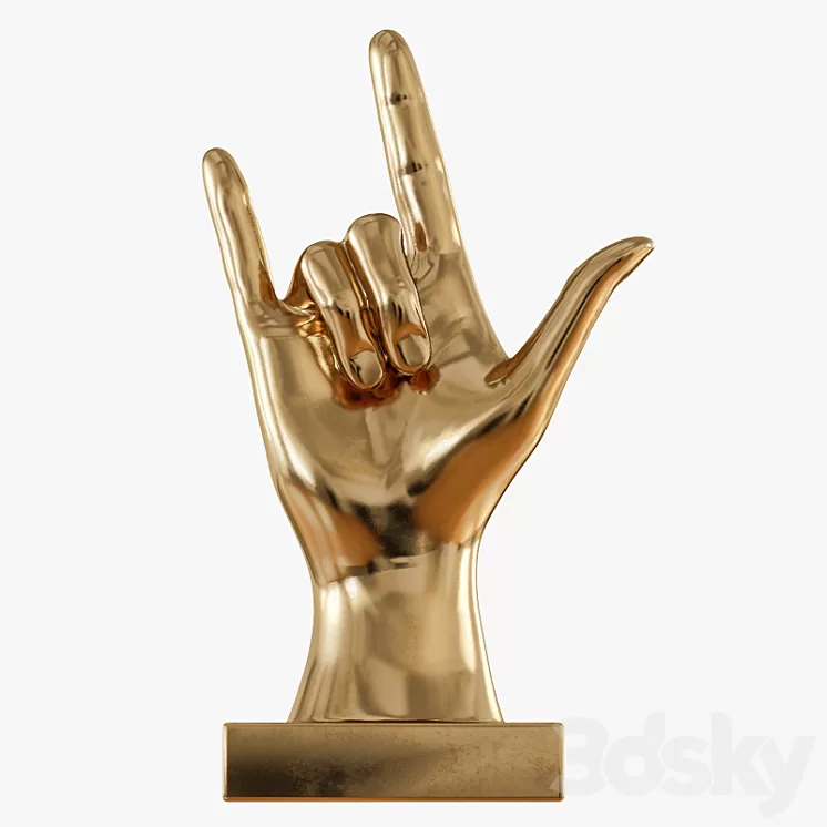 Figurine hand rock on table top 3D Model