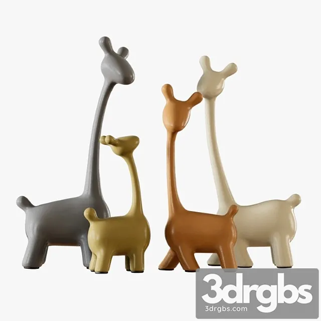 Figurines a family of deer 3D Model Download