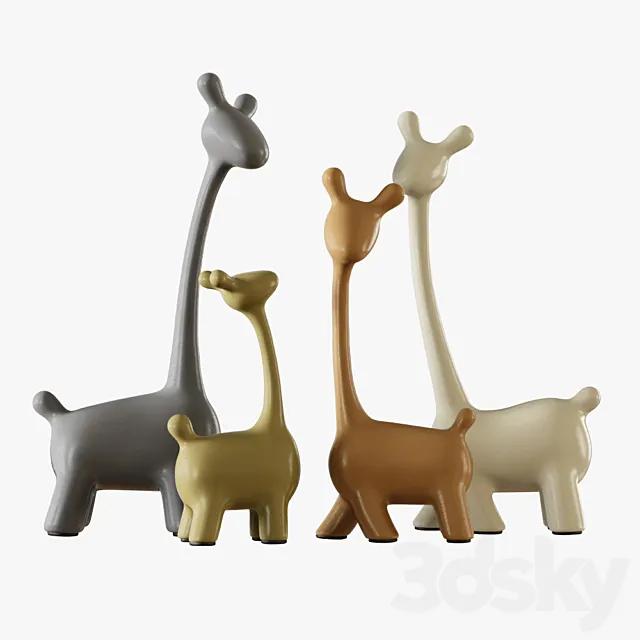 Figurines a family of deer 3D Model Figurines a family of deer 3D Model