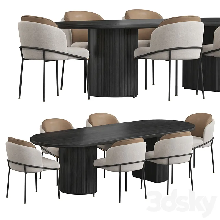 Fil Noir Gubi Moon Dining Table 3D Model Free Download
