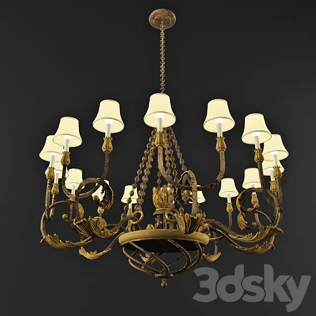 Fine Art Lamps 790440 Acanthus Gold Chandelier 3DModel Fine Art Lamps 790440 Acanthus Gold Chandelier 3DModel