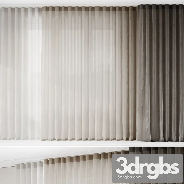 Fine Linen Curtains On The Ceiling Cornice 3D Model Download