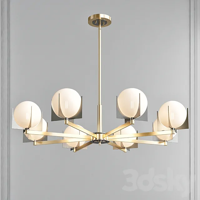 Finn Satin Brass-Brushed Platinum 8 Light Chandelier by Maxim Lighting 3D Model Finn Satin Brass-Brushed Platinum 8 Light Chandelier by Maxim Lighting 3D Model