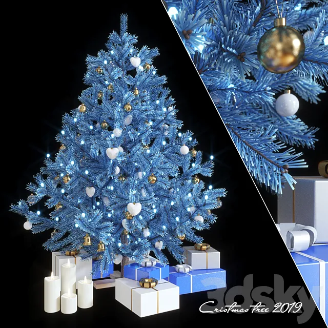 Fir-tree artificial New Year’s blue 3DModel Fir-tree artificial New Year’s blue 3DModel
