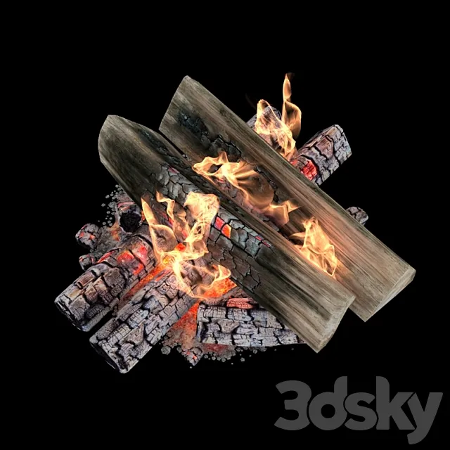 Fire and firewood with animation 3DModel Fire and firewood with animation 3DModel