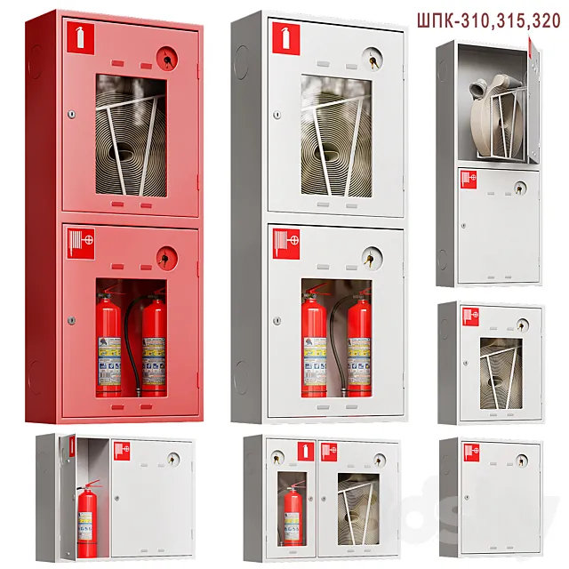 Fire cabinet set 3D Model