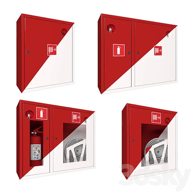 Fire cabinets set 3D Model Fire cabinets set 3D Model