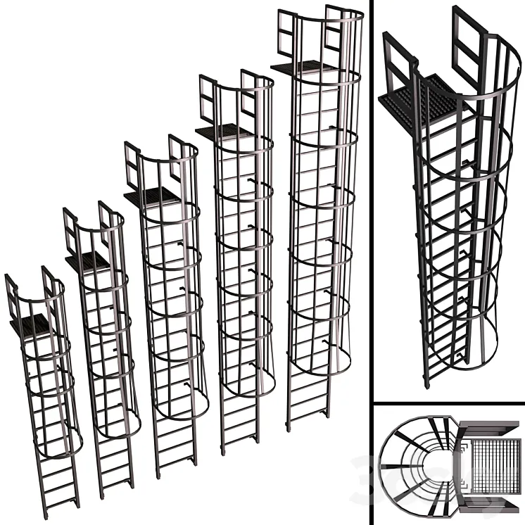 Fire escape \/ Fire safety elements 3D Model Free Download