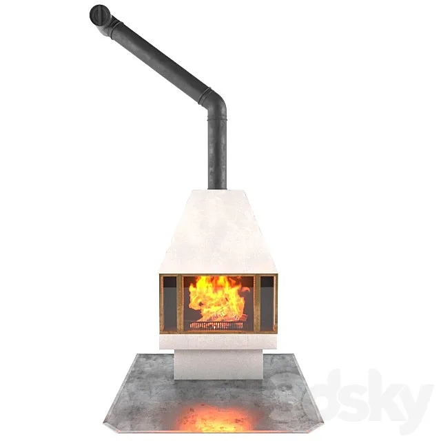 Fire place + 3d fire 3DModel