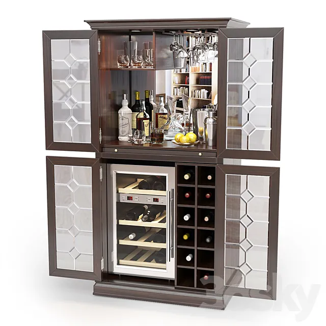 Firenze Wine and Spirits Armoire Bar 3D Model