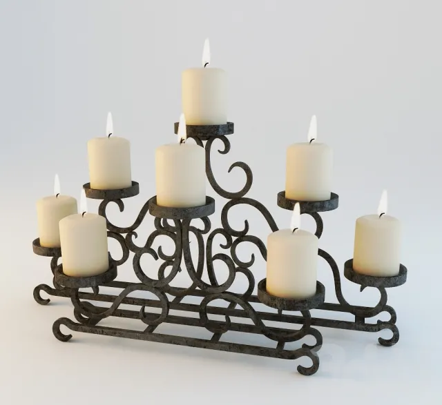 Fireplace a chandelier 3D Model