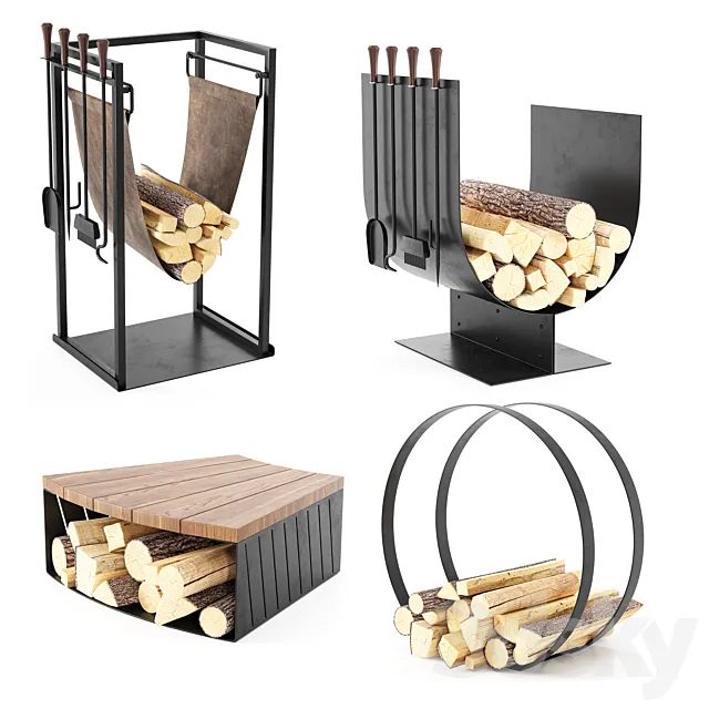 Fireplace Accessories set 03 3D Model
