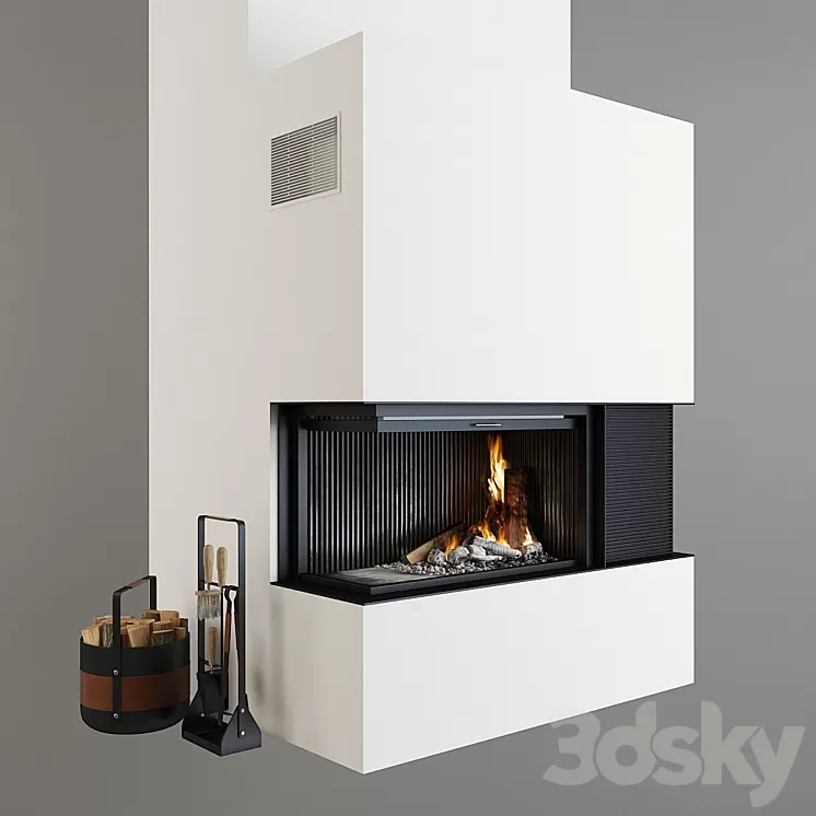Fireplace and accessories 3D Model