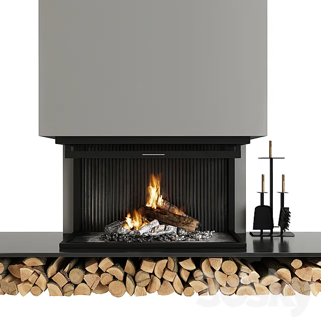 Fireplace and accessories 3D Model