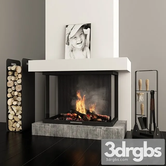 Fireplace and accessories 3D Model Download