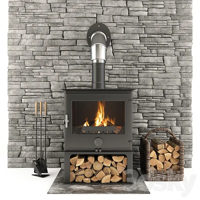 Fireplace and accessories 3DModel