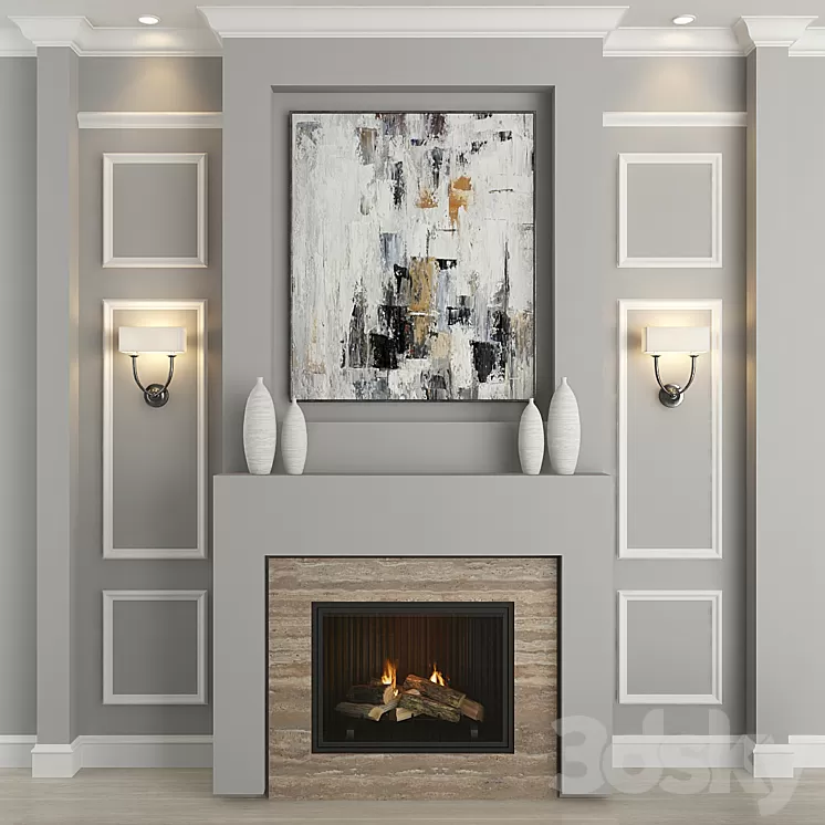 Fireplace and decor 18 3D Model