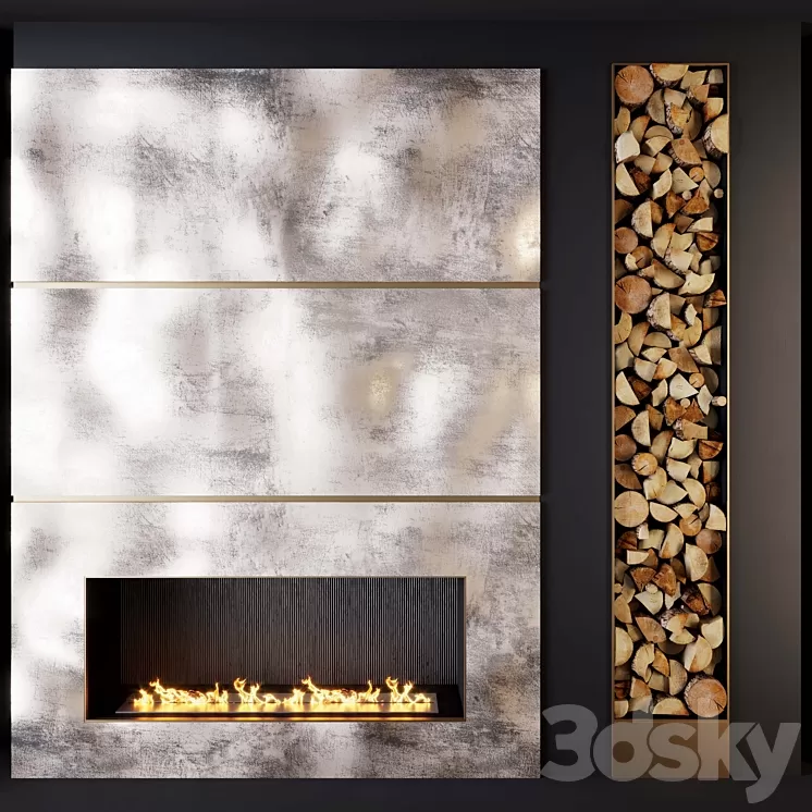Fireplace and firewood 1 3D Model