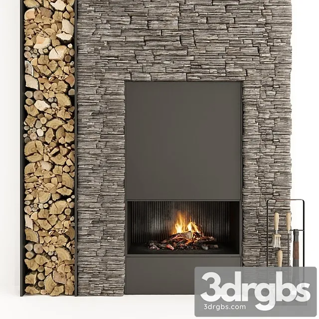 Fireplace and Firewood 34 3D Model Download