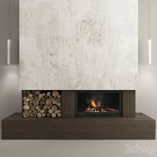 Fireplace and firewood4 3D Model