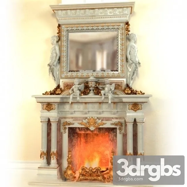 Fireplace Baroque Style 3D Model Download