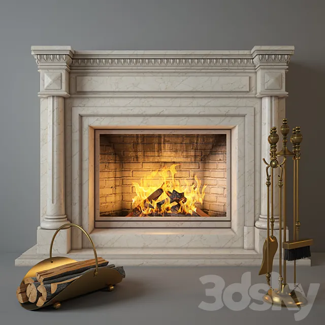 Fireplace Charlotte with accessories. 3DModel
