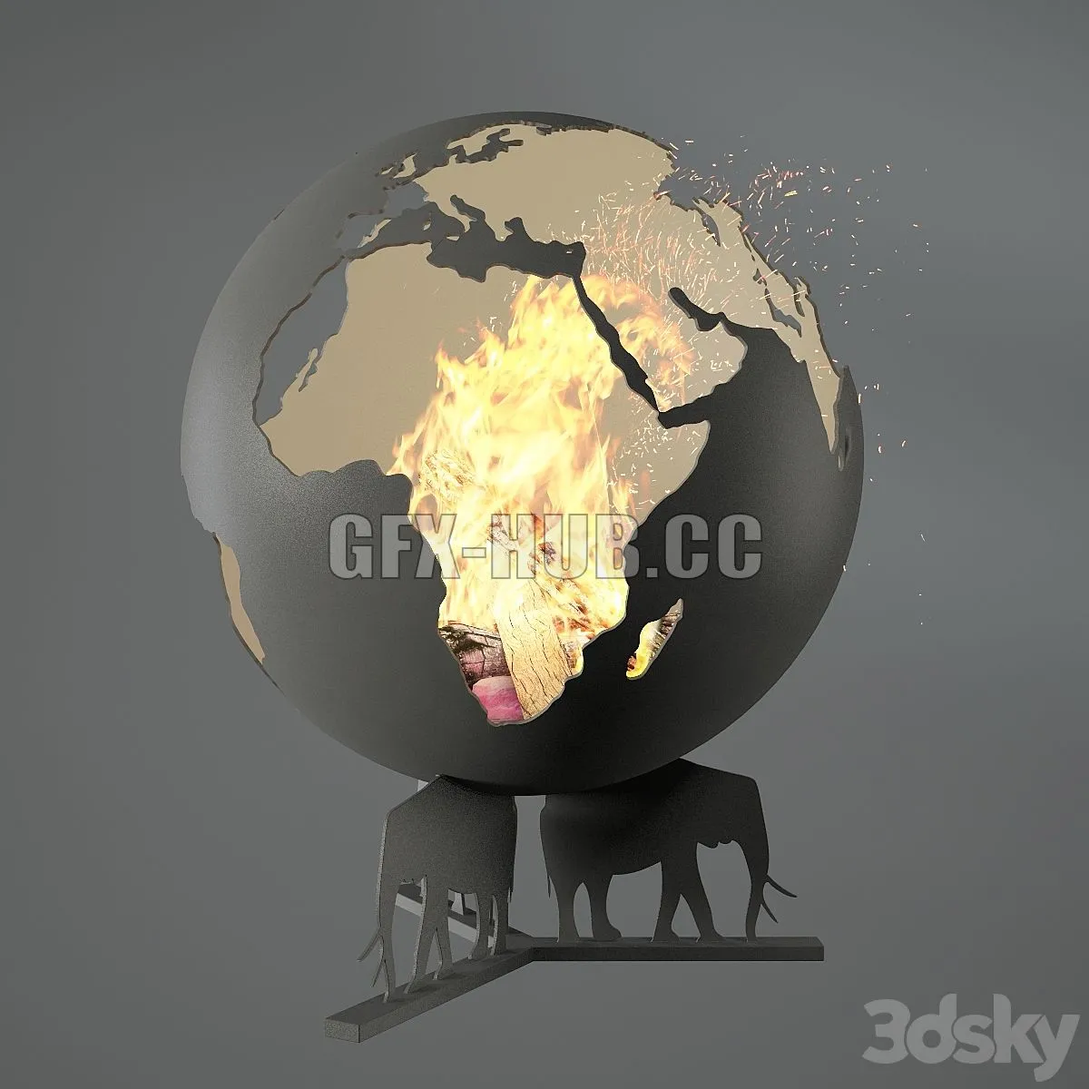 Fireplace Earth 3D Model