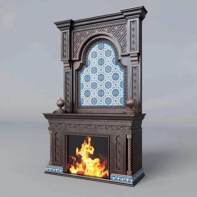 Fireplace in oriental style 3D Model