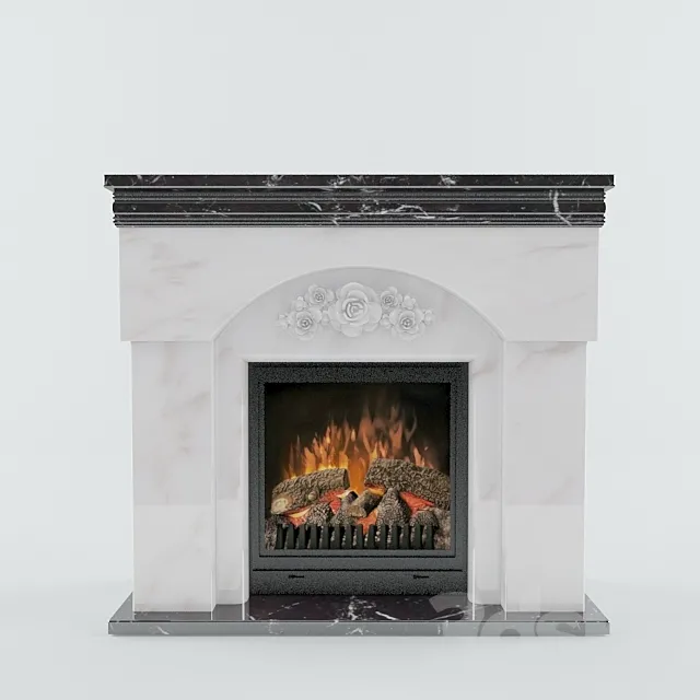 Fireplace in the marble portal 3D Model