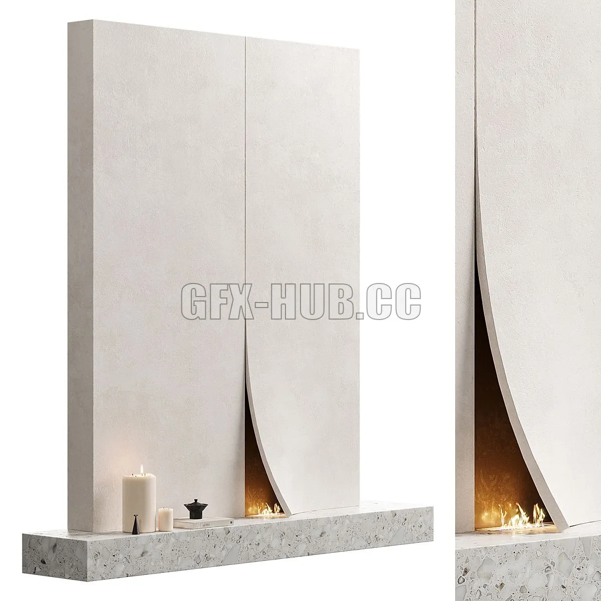 Fireplace NG1 with Zara Home decor 3D Model