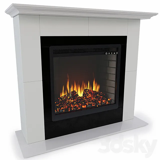 Fireplace Royal Flame Suite Alabaster with Fireplace Vision 23 Led Fx 3DModel
