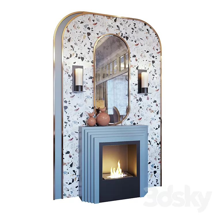 Fireplace sconce decor mirror and murals terrazzo murals (Fireplace sconce mirror and decor memphis 01 YOU) 3D Model