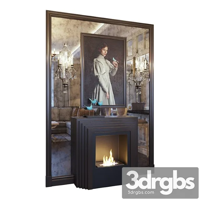 Fireplace sconce picture decor and mirror panel (fireplace sconce gianna picture and decor blue dark you) 3D Model Download