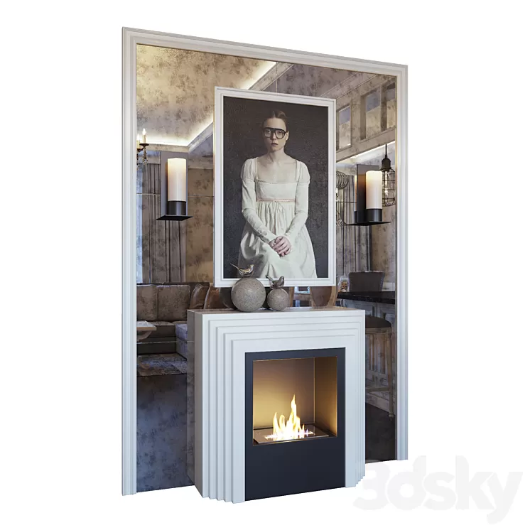 Fireplace sconce picture decor and mirror panel (Fireplace sconce picture and decor YOU) 3D Model