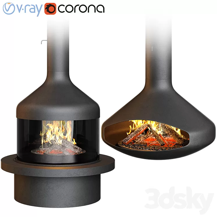 Fireplace set Focus Creation 1 (4 options) 3D Model