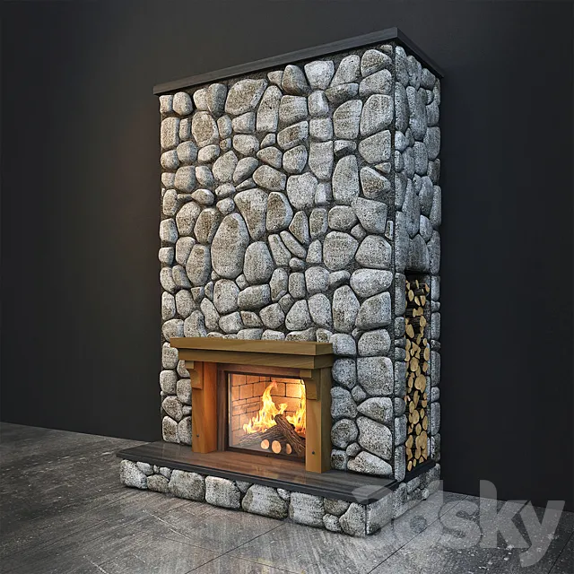 Fireplace stone 3D Model