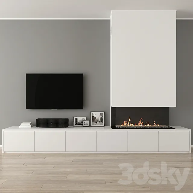 Fireplace with decor 31 3DModel