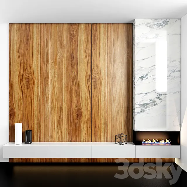 Fireplace & Wood TV zone 3DModel Fireplace & Wood TV zone 3DModel