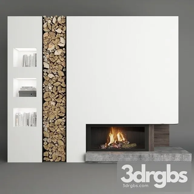 Firewood Fireplace 3D Model Download