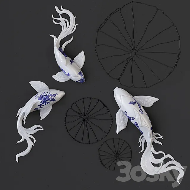 FISH Koi _ Wall Sculptures 3DModel FISH Koi _ Wall Sculptures 3DModel