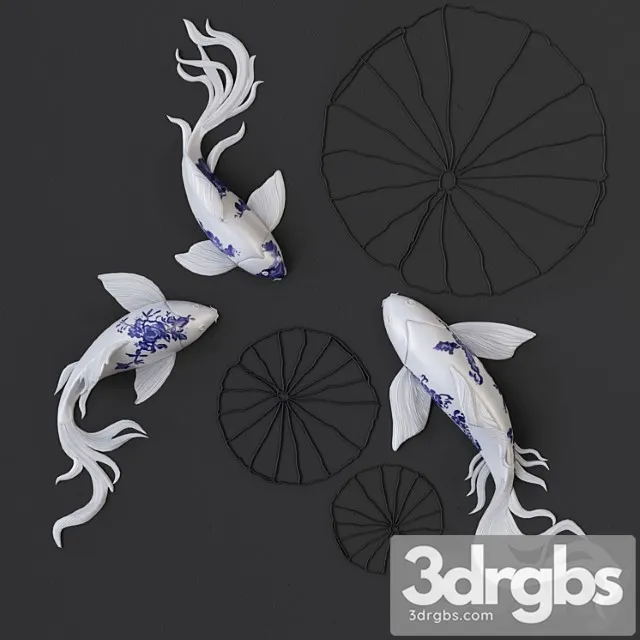 Fish koi   wall sculptures 3D Model Download